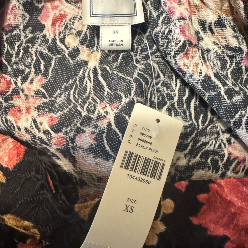 Anthropologie Black Skater Skirt with Pink & Gold Floral Print - Picture 2 of 3